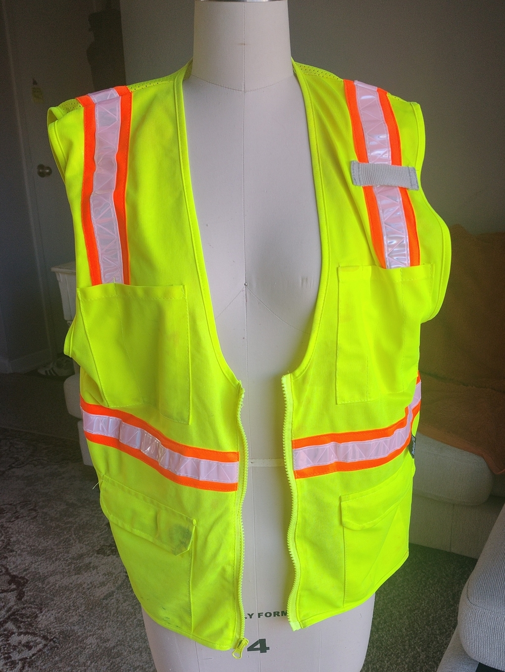 Source Unknown High-Visibility Safety Vest in Neon Yellow with Orange Trim - M/L